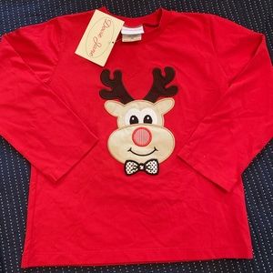 Christmas (Rudolph) red long-sleeved t-shirt size 5 NWT